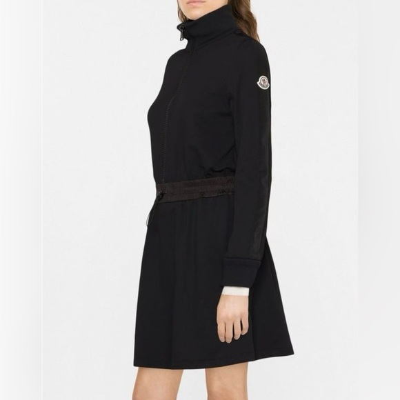 Moncler Half Zip Long Sleeve Black Dress - Picture 2 of 6